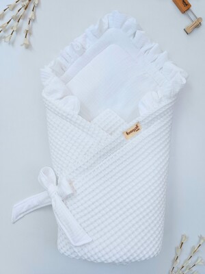 Wholesale Baby Ultra Soft Cotton Swaddle 0-24M Tomuycuk 1074-45494 White
