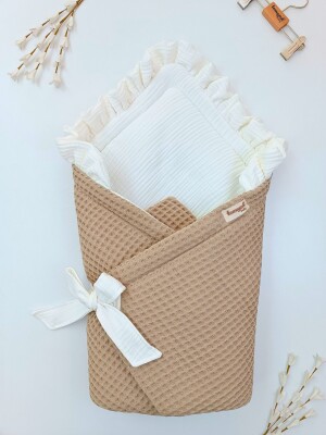 Wholesale Baby Ultra Soft Cotton Swaddle 0-24M Tomuycuk 1074-45494 Beige