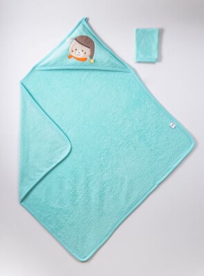 Wholesale Baby Unisex 2-Piece Set with Scrub Mitt and Towel 100x100 cm Ramel Kids 1072-365 Mint Green 