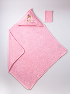 Wholesale Baby Unisex 2-Piece Set with Scrub Mitt and Towel 100x100 Ramel Kids 1072-367 Pink