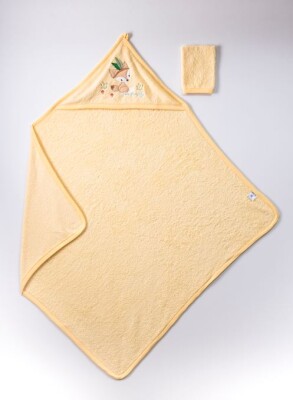 Wholesale Baby Unisex 2-Piece Set with Scrub Mitt and Towel 100x100 Ramel Kids 1072-367 Yellow