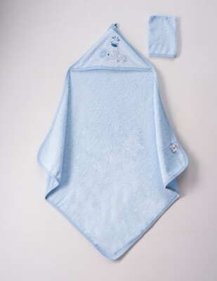 Wholesale Baby Unisex 2-Piece Set with Scrub Mitt and Towel 75x80 Ramel Kids 1072-354 Blue