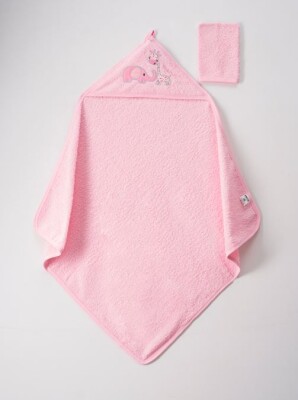 Wholesale Baby Unisex 2-Piece Set with Scrub Mitt and Towel 75x80 Ramel Kids 1072-354 Pink