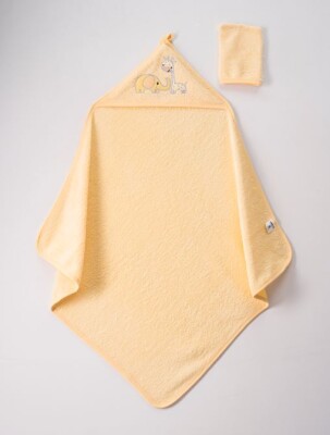 Wholesale Baby Unisex 2-Piece Set with Scrub Mitt and Towel 75x80 Ramel Kids 1072-354 Yellow