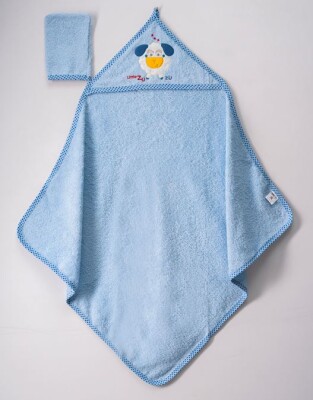 Wholesale Baby Unisex 2-Piece Set with Scrub Mitt and Towel 80x80 Ramel Kids 1072-462 Синий