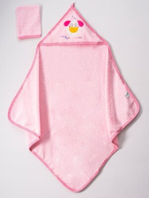 Wholesale Baby Unisex 2-Piece Set with Scrub Mitt and Towel 80x80 Ramel Kids 1072-462 Pink