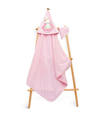 Wholesale Baby Unisex 2-Piece Set with Scrub Mitt and Towel 80x80cm Babyline 2015-9-584 Pink
