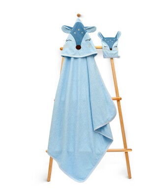 Wholesale Baby Unisex 2-Piece Set with Scrub Mitt and Towel 85x85cm Babyline 2015-9-626 Blue