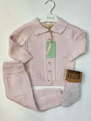 Wholesale Baby Unisex 2-Pieces Sweatshirt and Pants Set 0-18M Zeni 2049-3026 Светло- розовый 
