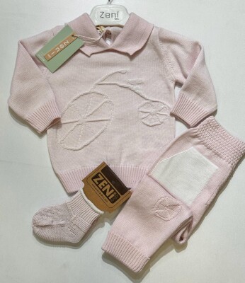 Wholesale Baby Unisex 2-Pieces Sweatshirt and Pants with Socks Set 0-18M Takımı Zeni 2049-3033 Светло- розовый 