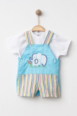 Wholesale Baby Unisex 2-Pieces T-shirt and Sling Set 9-18M Tontiny 2016-9110 Бирюзовый
