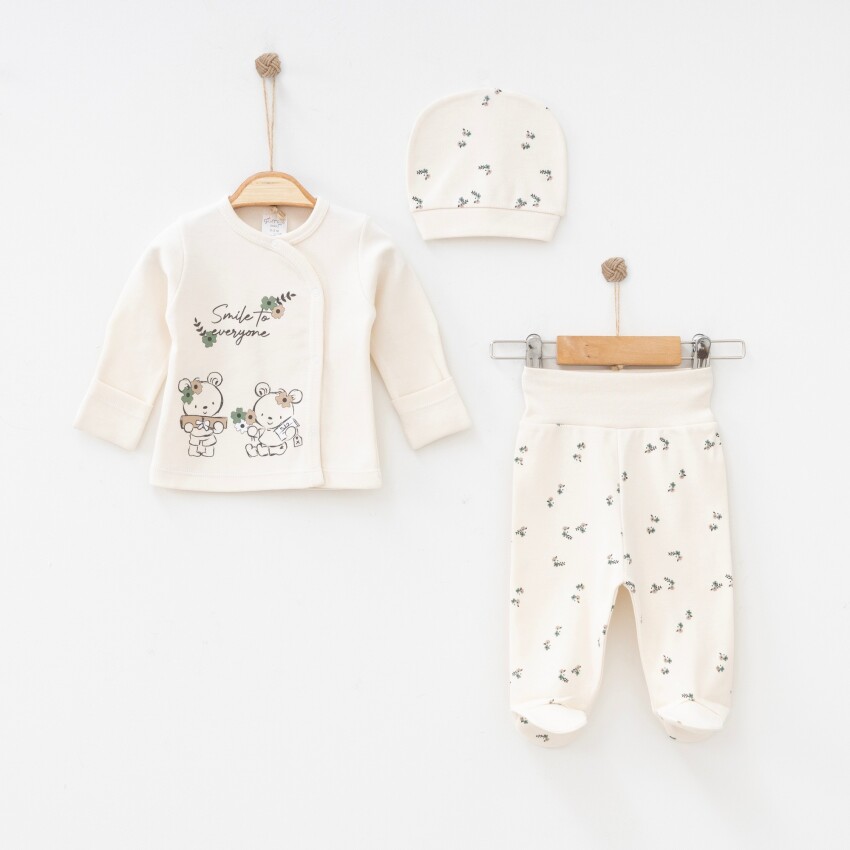 Wholesale Baby Unisex 3-Pieces Newborn Set 0-3M Gümüş Baby 2043-0014 - 1