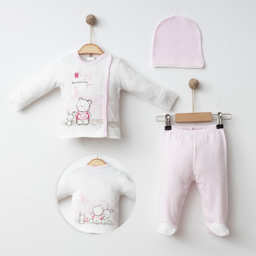 Wholesale Baby Unisex 3-Pieces Newborn Set 0-3M Gümüş Baby 2043-0033 - 6