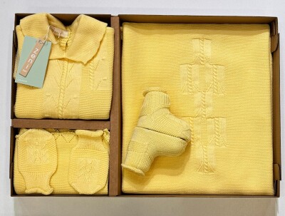 Wholesale Baby Unisex 5-Pieces Newborn Set 0-12M Zeni 2049-3011 Yellow