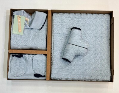 Wholesale Baby Unisex 5-Pieces Newborn Set 0-12M Zeni 2049-3012 Light Blue