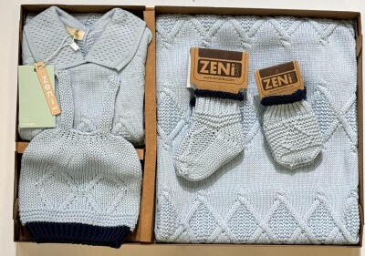 Wholesale Baby Unisex 5-Pieces Newborn Set 0-12M Zeni 2049-3022 Light Blue