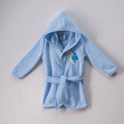 Wholesale Baby Unisex Bathrobe 0-24M Ramel Kids 1072-490 Blue