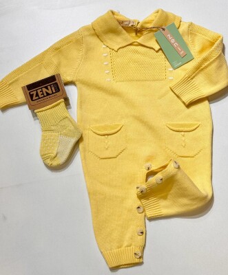 Wholesale Baby Unisex Jumpsuit 0-18M Zeni 2049-3014 Sarı