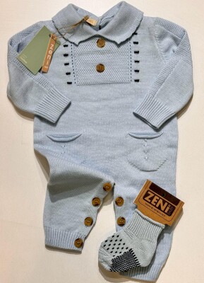 Wholesale Baby Unisex Jumpsuit 0-18M Zeni 2049-3014 Açık Mavi