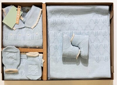 Wholesale Baby Unisex Newborn Set 0-12M Zeni 2049-3010 Açık Mavi