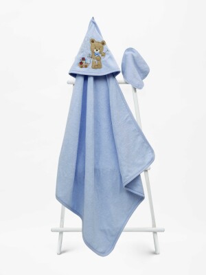  Wholesale Baby Unisex Towel and Bath Scrub 85x85cm 1-3Y Babyline 2015-9-634 Blue