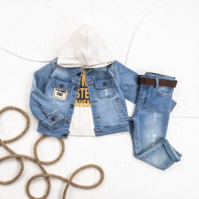 Wholesale Boy 3 Pieces Jacket Body Trousers Set Suit 1-4Y Cool Exclusive 2036-22682 Light Blue