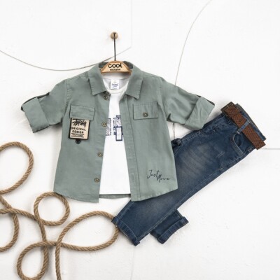Wholesale Boy 3 Pieces Shirt T-shirt Trousers Set Suit 5-8Y Cool Exclusive 2036-22727 - Cool Exclusive