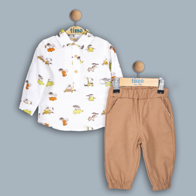 Wholesale Boy Giraffe Shirt Set Suit 2-5Y Timo 1018-TE4DT042241622 - Timo (1)
