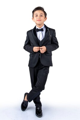 Wholesale Boy Jacket Shirt Bow Vest Groom Suit 11-14Y Messy 1037-5817 Black