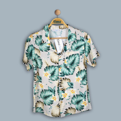 Wholesale Boy Palm Patterned Shirt 6-9Y Timo 1018-TE4DT202242583 - 3
