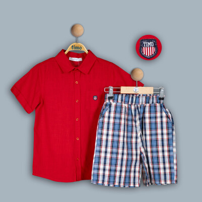 Wholesale Boys 2-Piece T-Shirt and Shorts Set 2-5Y Timo 1018-TE4DT202243742 Red