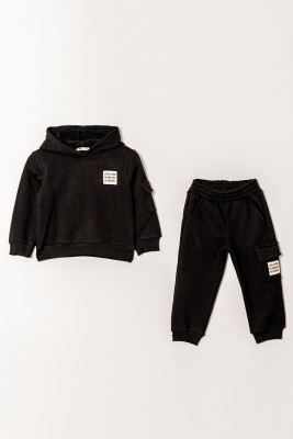 Wholesale Boy's 2-Piece Basic Hooded Tracksuit 2-5Y Tuffy 1099-0857 Black