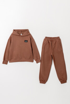 Wholesale Boy's 2-Piece Hooded Tracksuit Set 10-13Y Tuffy 1099-0954 Brown3