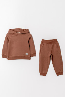 Wholesale Boy's 2-Piece Hooded Tracksuit Set 2-5Y Tuffy 1099-0856 Brown3