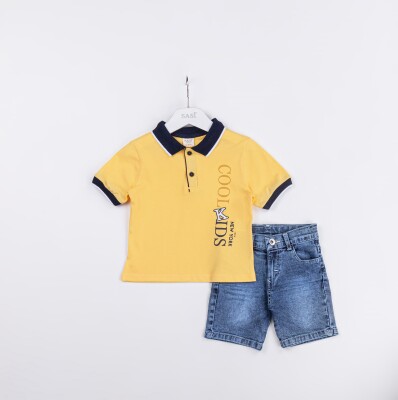 Wholesale Boys 2-Piece Polo Neck T-Shirt and Denim Shorts Set 2-5Y Sani 1068-2333 - Sani (1)