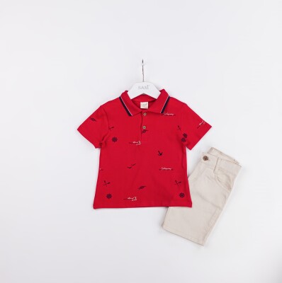 Wholesale Boys 2-Piece Polo Neck T-Shirt and Denim Shorts Set 2-5Y Sani 1068-2334 - Sani (1)
