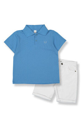 Wholesale Boys 2-Piece Polo Neck T-Shirt and Shorts Set 2-5Y Tuffy 1099-1782 Saxe