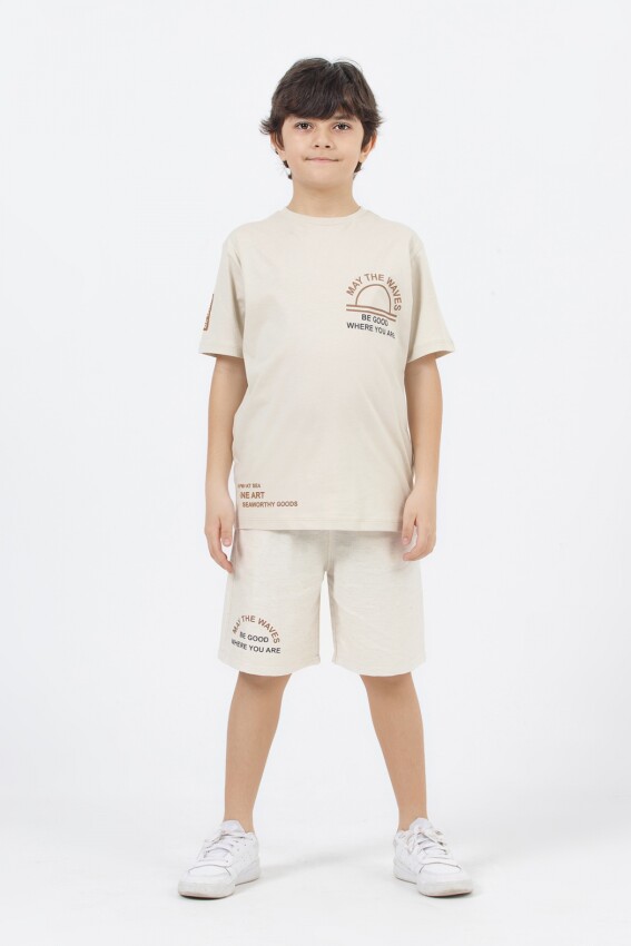 Wholesale Boys 2-Piece Printed T-shirt and Shorts Set 9-14Y DMB Boys&Girls 1081-7457 - 1