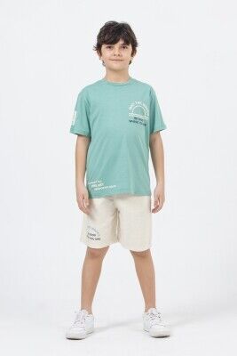 Wholesale Boys 2-Piece Printed T-shirt and Shorts Set 9-14Y DMB Boys&Girls 1081-7457 Mint Green 