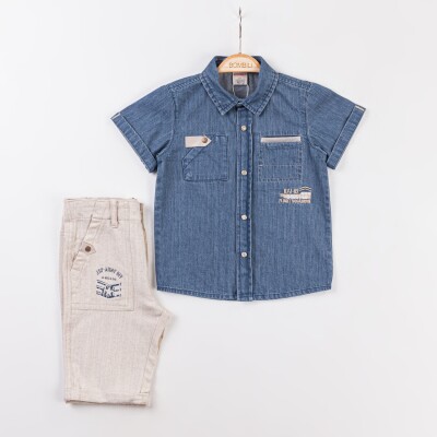 Wholesale Boys 2-Piece Shirt and Capri Set 2-5Y Bombili 1004-6781 Blue