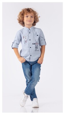 Wholesale Boys 2-Piece Shirt and Denim Pants Set 1-4Y Lemon 1015-9840 - 2