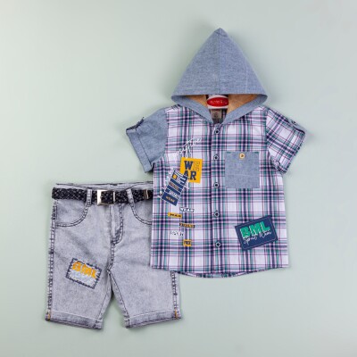Wholesale Boys 2-Piece Shirt and Denim Shorts Set 1-4M Bombili 1004-6463 - Bombili (1)