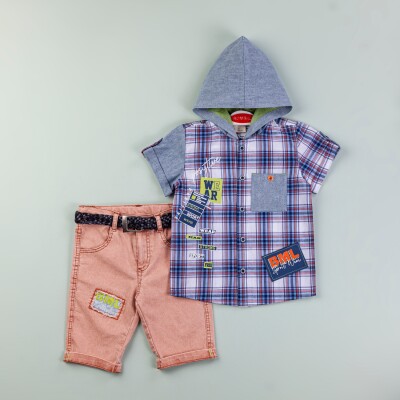 Wholesale Boys 2-Piece Shirt and Denim Shorts Set 1-4M Bombili 1004-6463 - 3
