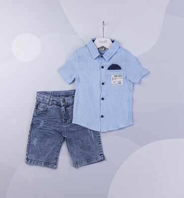 Wholesale Boys 2-Piece Shirt and Denim Shorts set 2-5Y Sani 1068-9829 - Sani