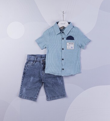 Wholesale Boys 2-Piece Shirt and Denim Shorts set 2-5Y Sani 1068-9829 - 2