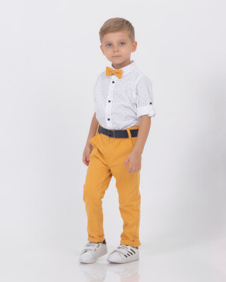 Wholesale Boys 2-Piece Shirt and Pants Set 2-5Y Eslemix 1011-2407 Mustard
