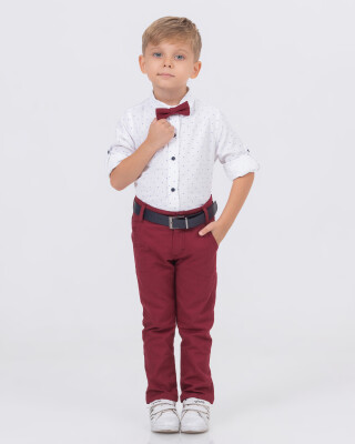 Wholesale Boys 2-Piece Shirt and Pants Set 2-5Y Eslemix 1011-2407 Claret Red