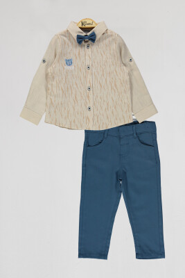 Wholesale Boys 2-Piece Shirt and Pants Set 2-5Y Kumru Bebe 1075-4012 Beige