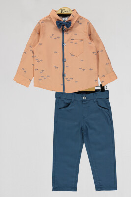 Wholesale Boys 2-Piece Shirt and Pants Set 2-5Y Kumru Bebe 1075-4063 Salmon Color 