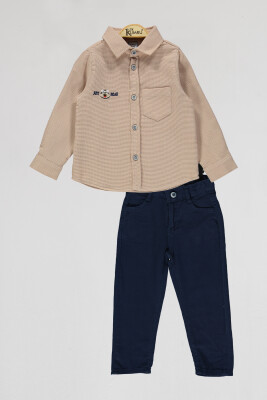 Wholesale Boys 2-Piece Shirt and Pants Set 2-5Y Kumru Bebe 1075-4075 Beige